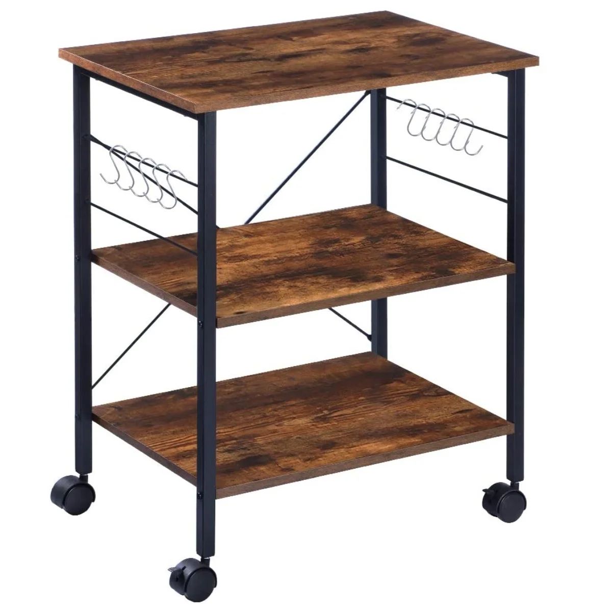 3-Tier Microwave Stand Kitchen Cart with Storage, Coffee Station Cart Bar Cart Bakers Rack, Rolli... | Walmart (US)