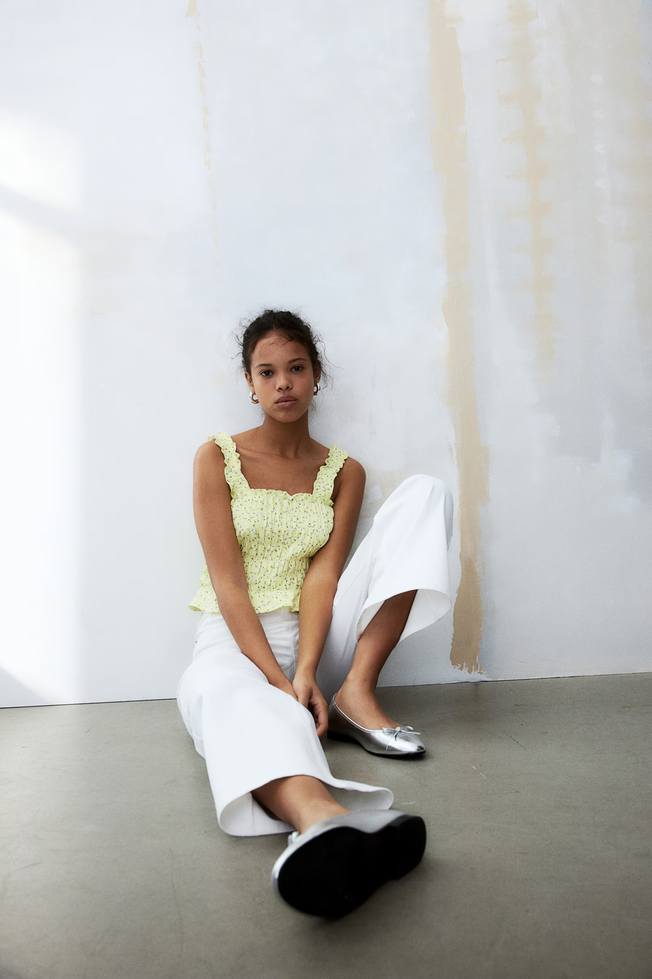 Wide twill trousers - High waist - Long - White  - Ladies | H&M GB | H&M (UK, MY, IN, SG, PH, TW, HK)