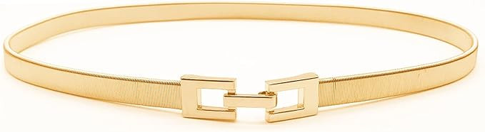 Skinny Waist Belt of Women Elastic Metal Stretch Chain Belt Gold and Silver | Amazon (US)
