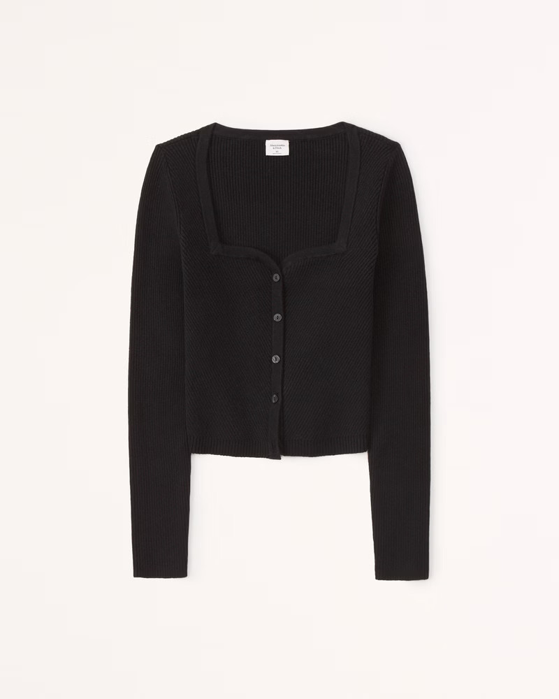 Button-Through Slim Sweetheart Sweater | Abercrombie & Fitch (US)