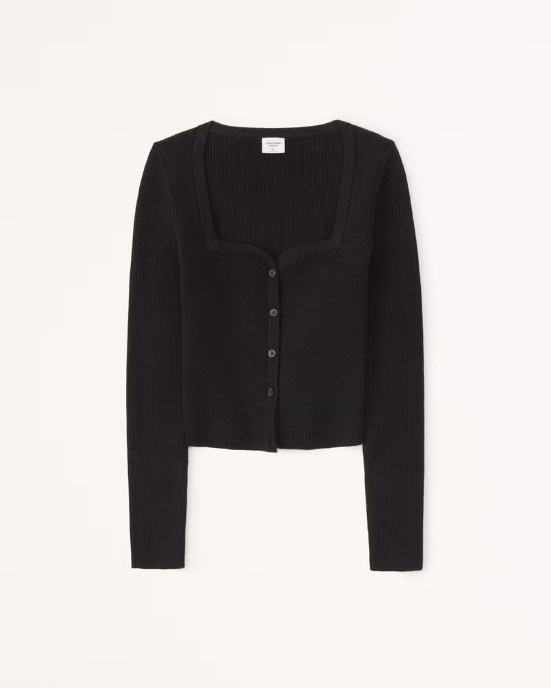 Button-Through Slim Sweetheart Sweater | Abercrombie & Fitch (US)