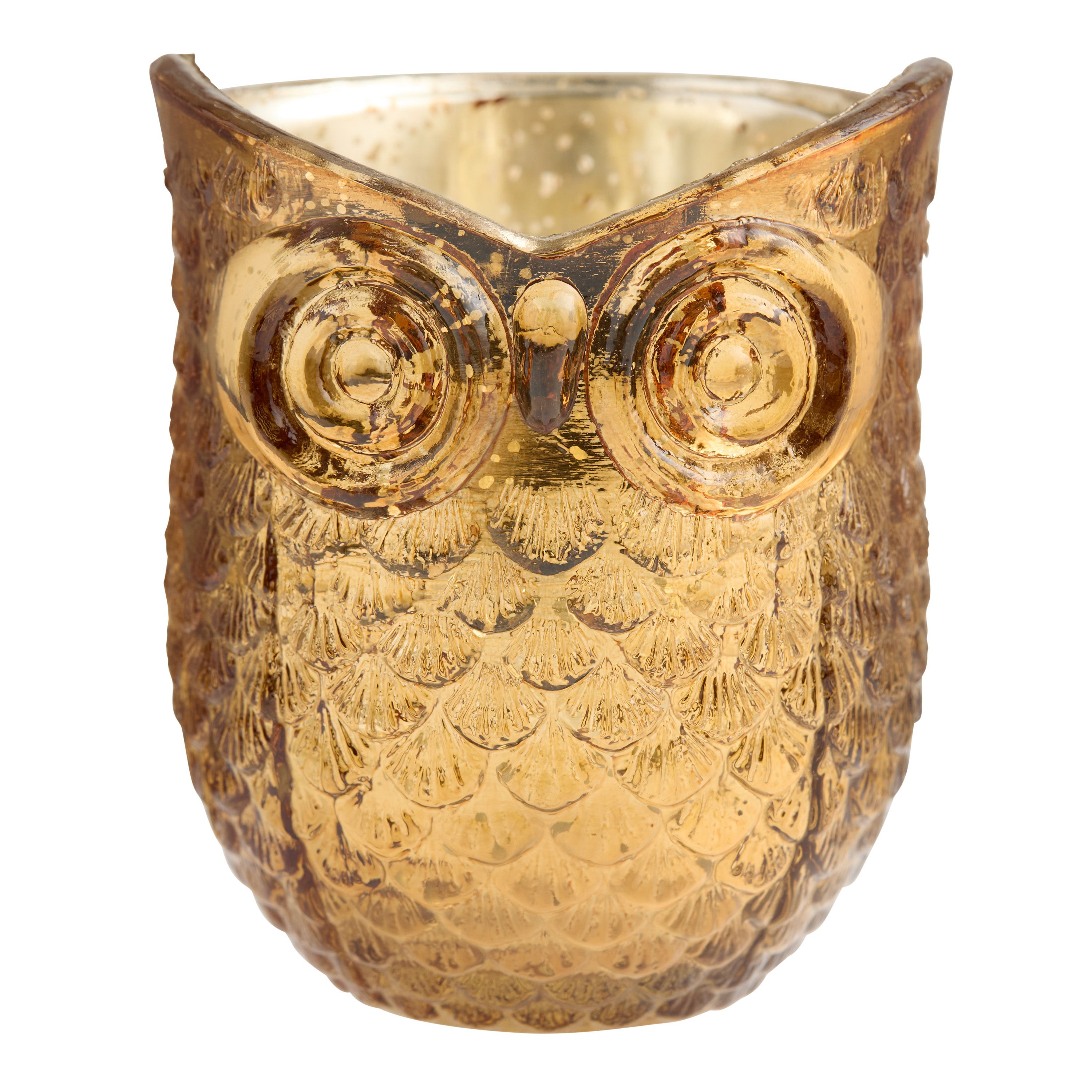 Copper Mercury Glass Owl Tealight Candle Holder | World Market