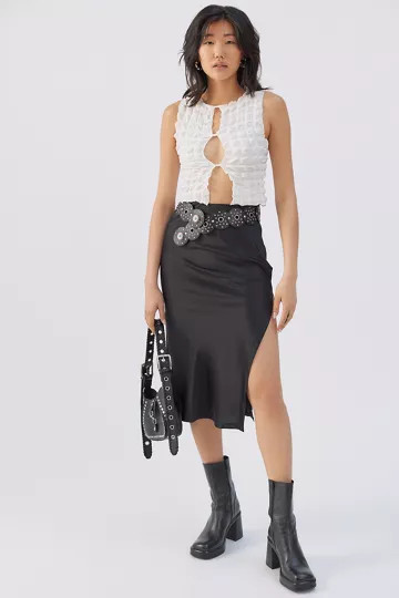 UO Edy Satin Midi Skirt | Urban Outfitters (US and RoW)