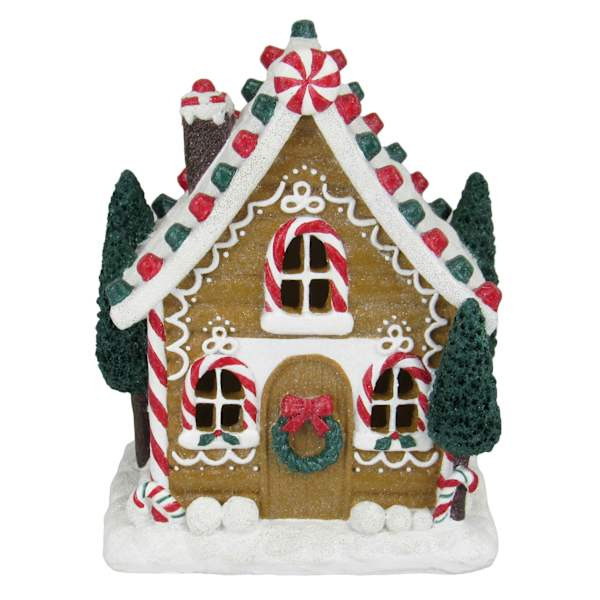 LED Gingerbread Log Cabin, 8" | At Home