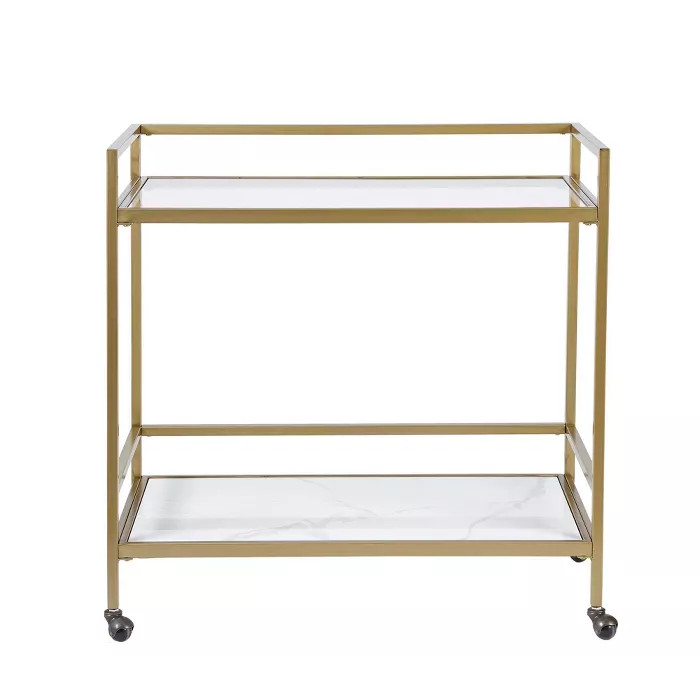Lionel Two Tier Bar Cart On Wheels Antique Gold - Martha Stewart | Target