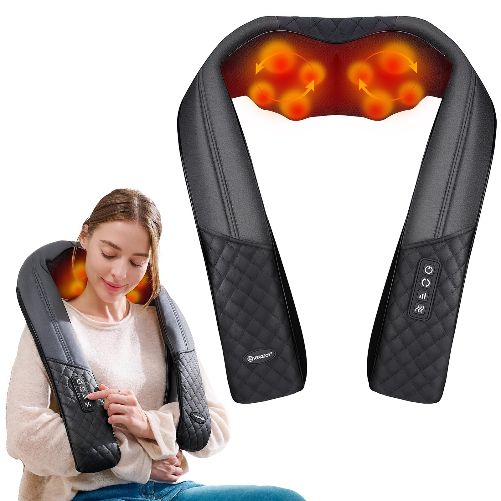 KINGJOY Neck and Shoulder Massager with Heat, Mothers Day Gifts, Shiatsu Neck and Back Massager for Back, Shoulder, Legs, 2026 Upgraded 4D Kneading Deep Tissue Pain Relief, Gifts for Women/Men/Mom/Dad | Amazon (US)
