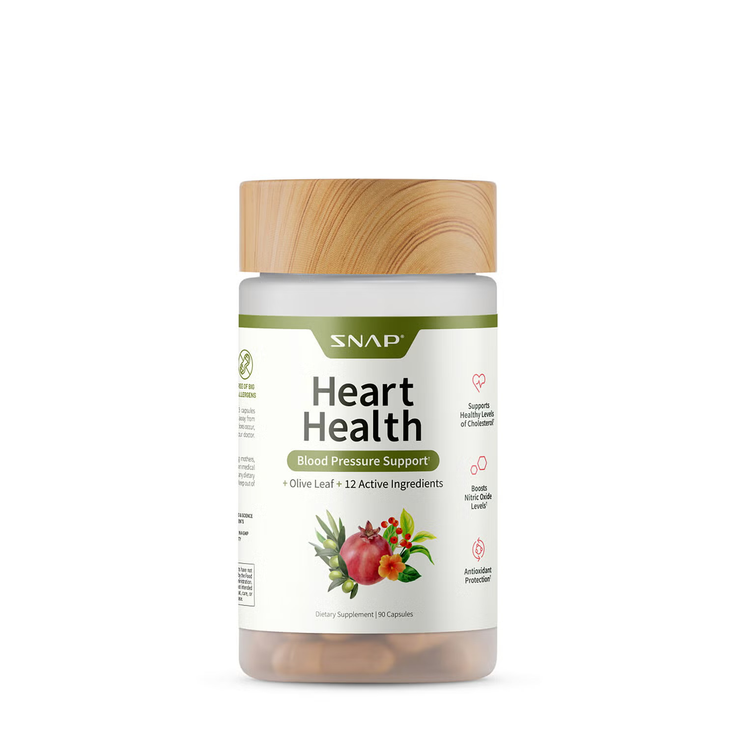 SNAP Supplements Heart Health Blood Pressure Support Healthy - 90 Capsules (30 Servings) | GNC