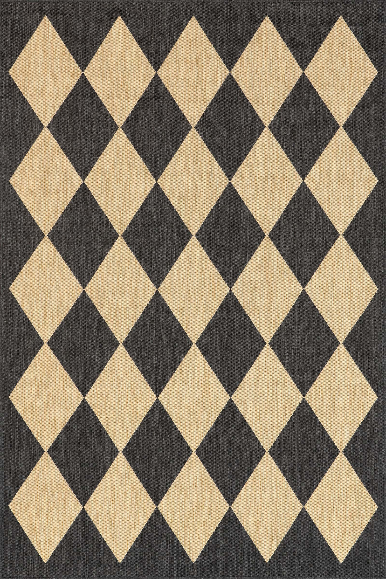 Adelaide Harlequin Indoor/Outdoor Rug | Dark Grey | Rugs USA