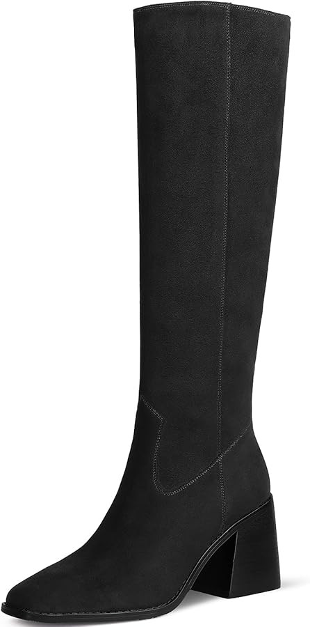 MUCCCUTE Knee High Boots for Women - Square Toe Chunky Block Heel Boots with Side Zipper Pull On ... | Amazon (US)