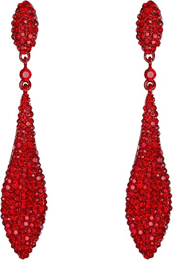 EVER FAITH Women's Austrian Crystal Double Waterdrop Pierced Dangle Earrings | Amazon (US)