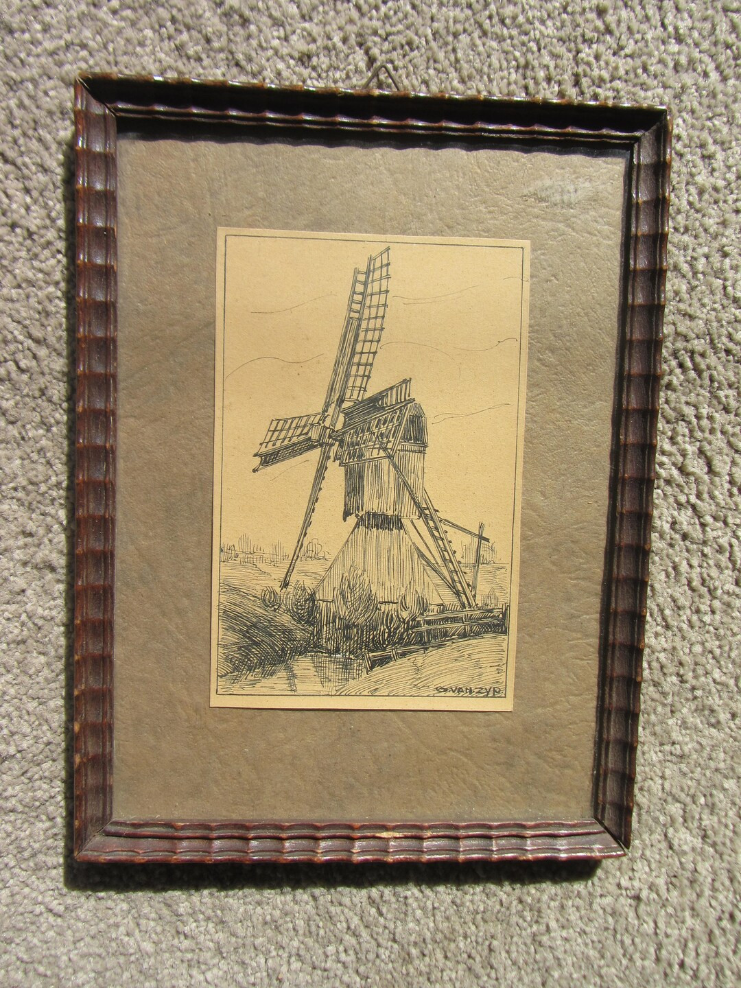 Original Antique Pen and Ink Sketch of Dutch Windmill Signed - Etsy | Etsy (US)