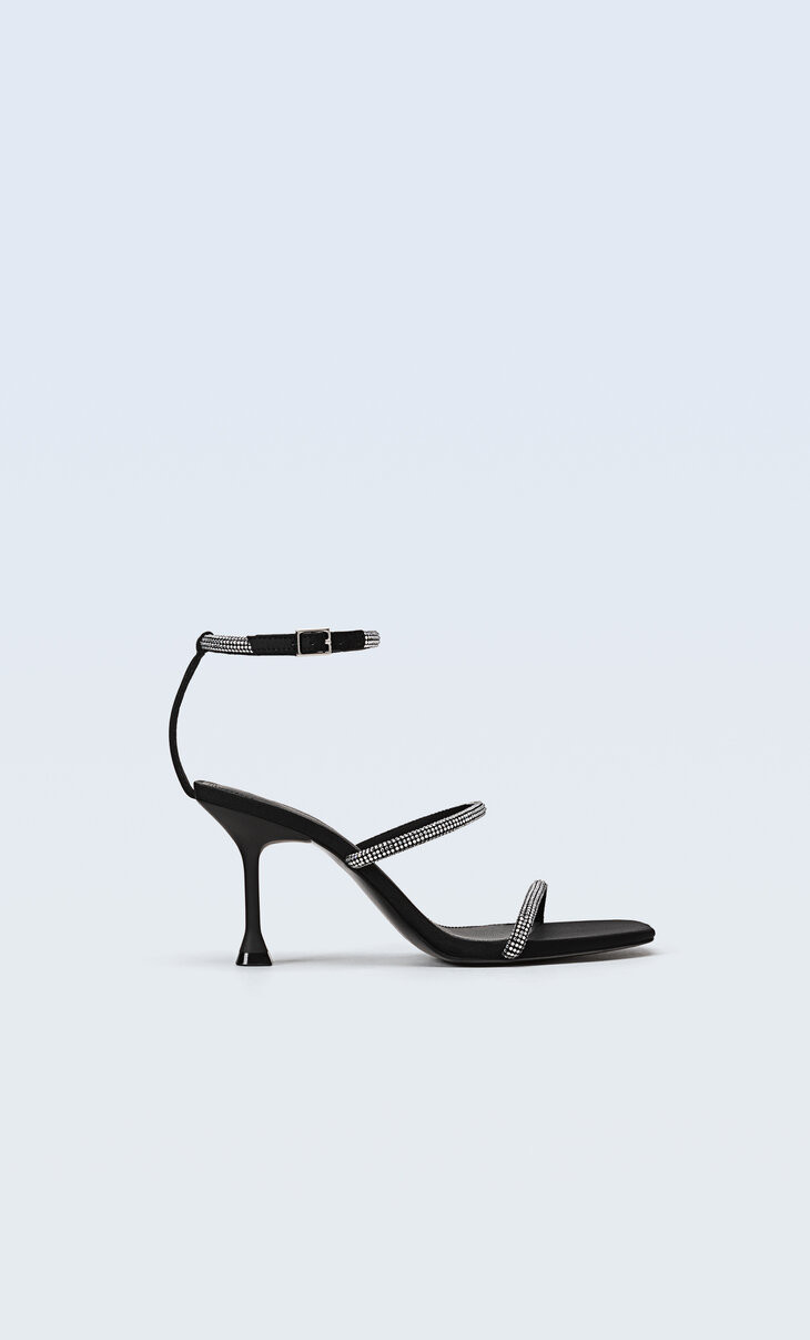 High-heel sandals with rhinestones - Women's fashion | Stradivarius United Kingdom | Stradivarius (UK)
