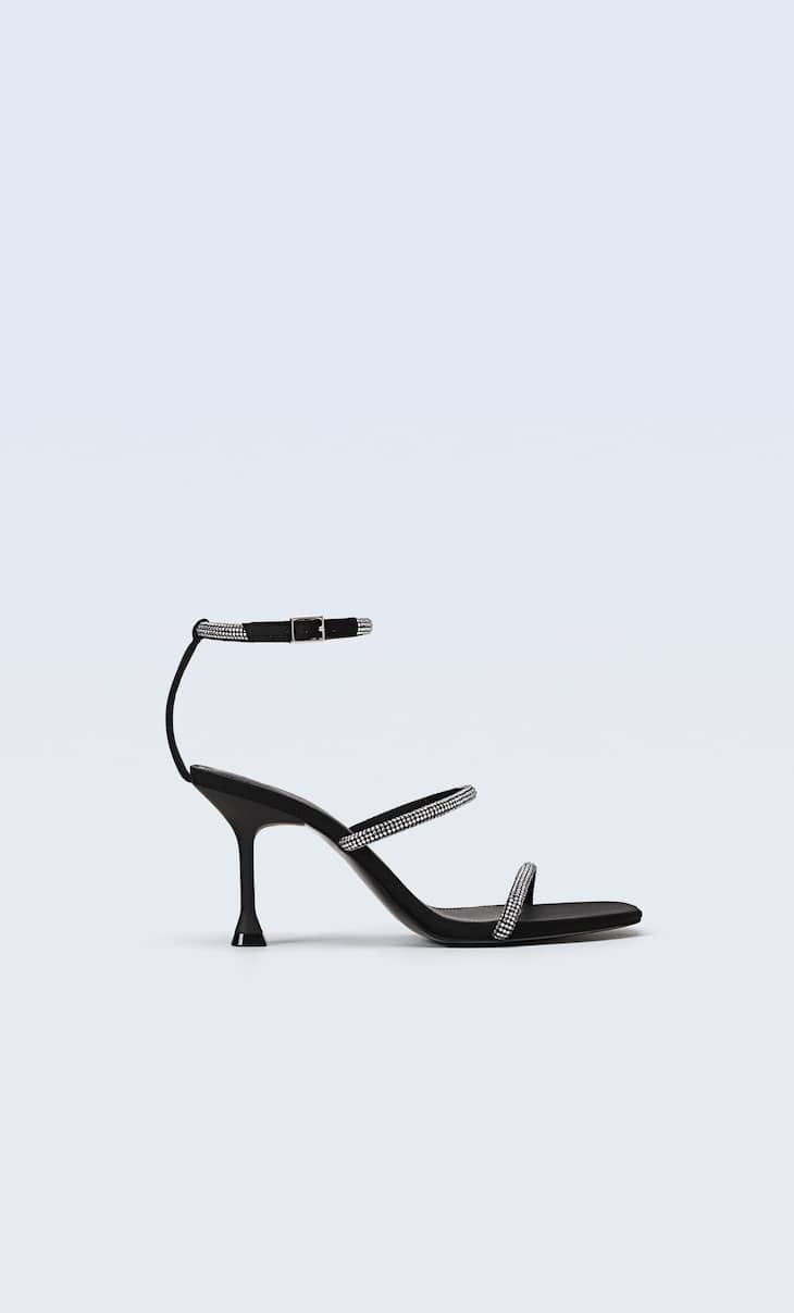 High-heel sandals with rhinestones - Women's fashion | Stradivarius United Kingdom | Stradivarius (UK)