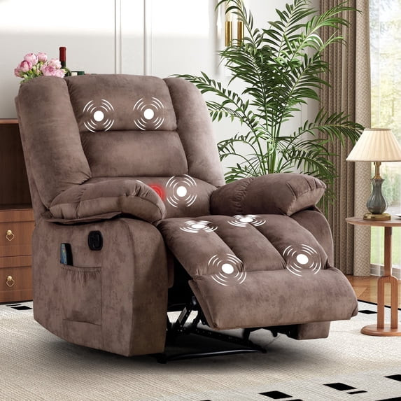 Ebello 36'' Massage Recliner Chair with Heat and Vibration – Soft Fabric Manual Reclining Chair... | Walmart (US)
