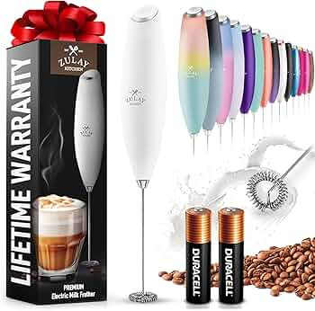 Zulay Kitchen Milk Frother Wand Drink Mixer with AA Duracell Batteries- Durable Handheld Milk Fro... | Amazon (US)