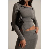 Karlie Off Shoulder Knit Top - Charcoal Marle | MESHKI US