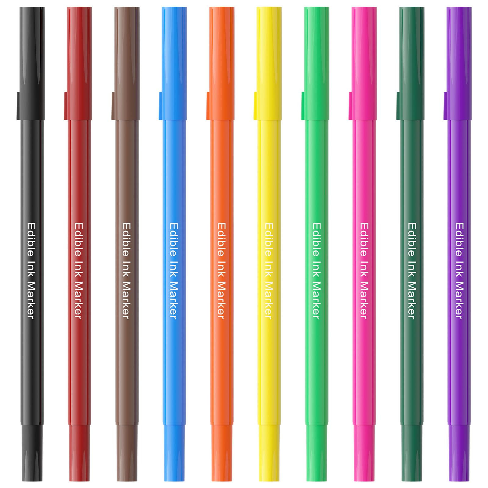 Jewem Edible Markers for Cookie Decorating,10Pcs Ultra Fine Tip(0.5mm) Food Coloring Pens, Upgrad... | Amazon (US)