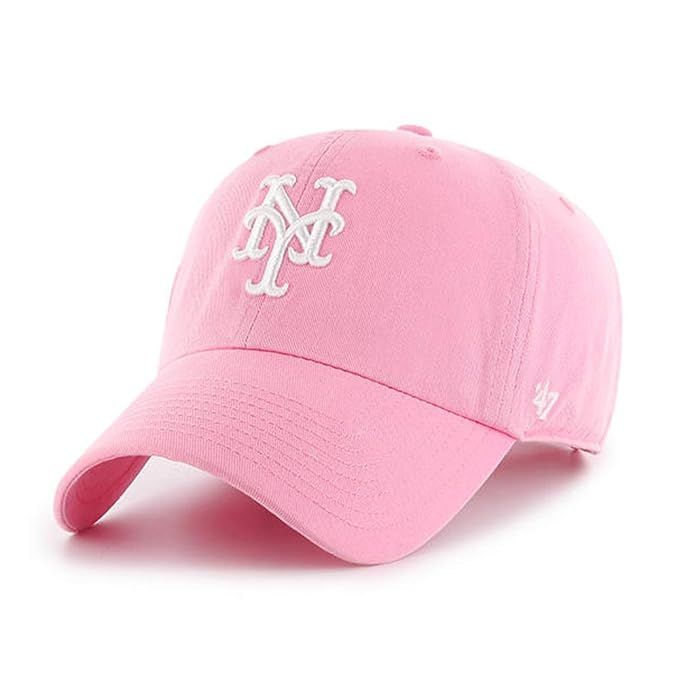 '47 Brand New York Mets Clean Up Hat Cap Rose Pink/White | Amazon (US)