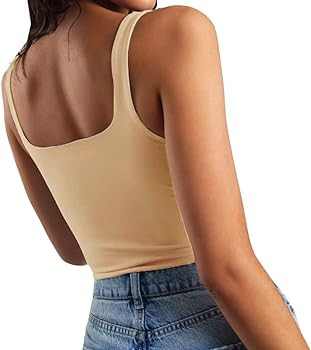Artfish Women's Sleeveless Strappy Tank Square Neck Double Layer Workout Fitness Casual Basic Cro... | Amazon (US)