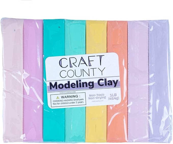 Craft County Modeling Clay – 1 lb (Eight Assorted Color Bars) – Use for Claymation, Models, a... | Amazon (US)