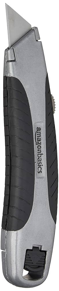 Amazon Basics Soft Grip Retractable Utility Knife with 3 Blades, Black/Silver | Amazon (US)