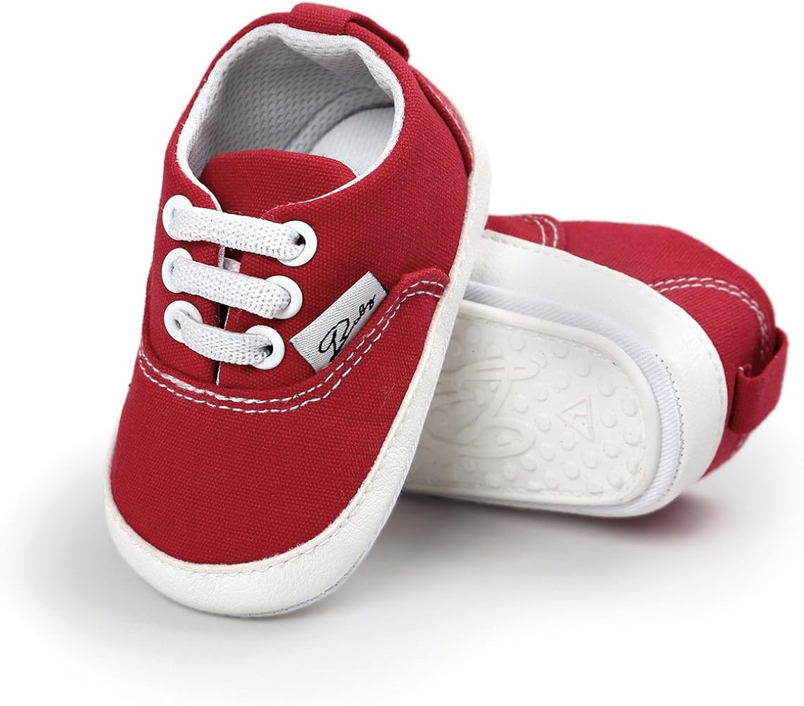 SOFMUO Baby Canvas Shoes - Infant Girls Boys Sneakers Anti-Slip Toddler First Walkers Slip On Newbor | Amazon (US)