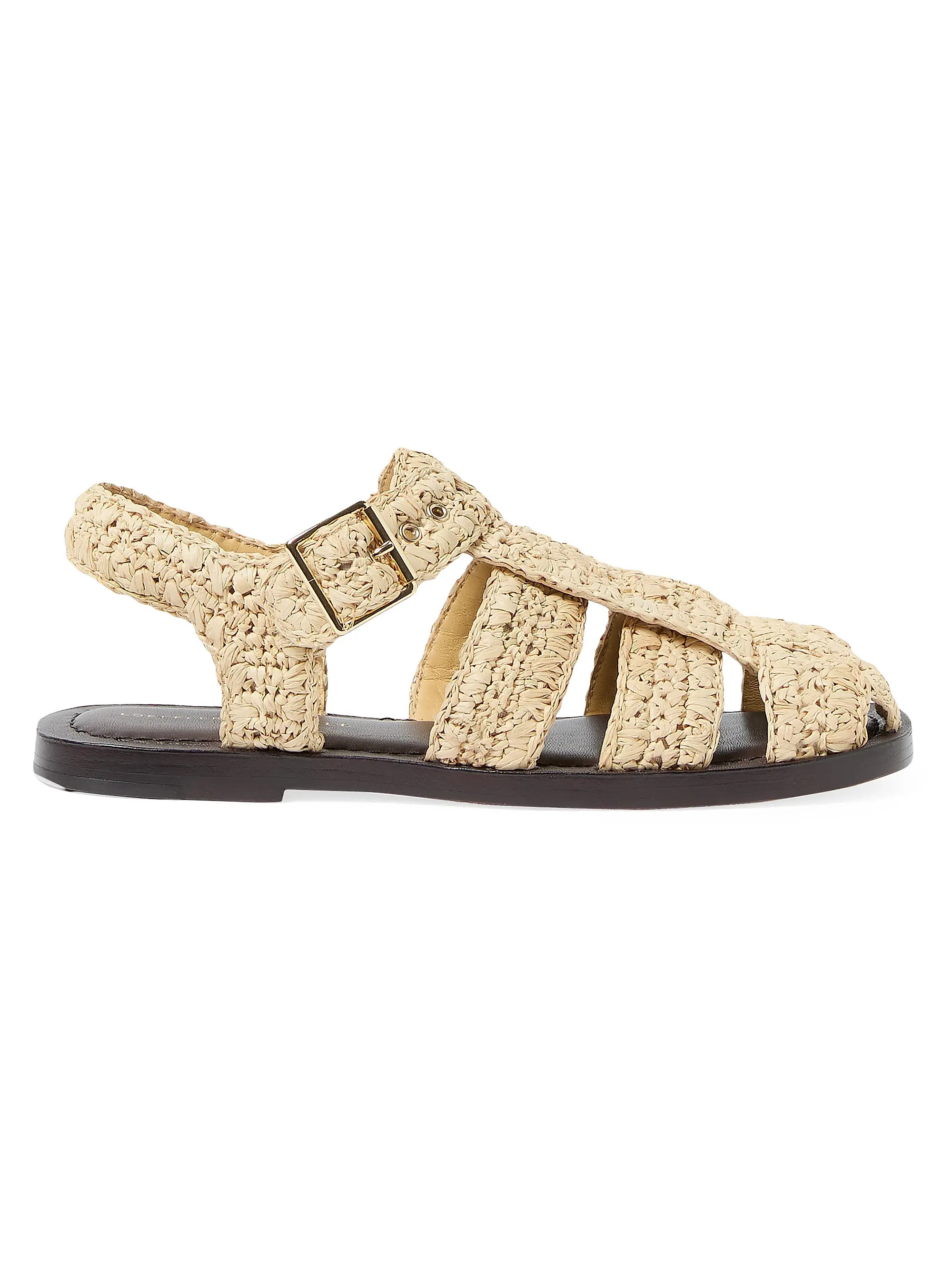 Shop Loeffler Randall Sawyer Raffia Caged Sandals | Saks Fifth Avenue | Saks Fifth Avenue