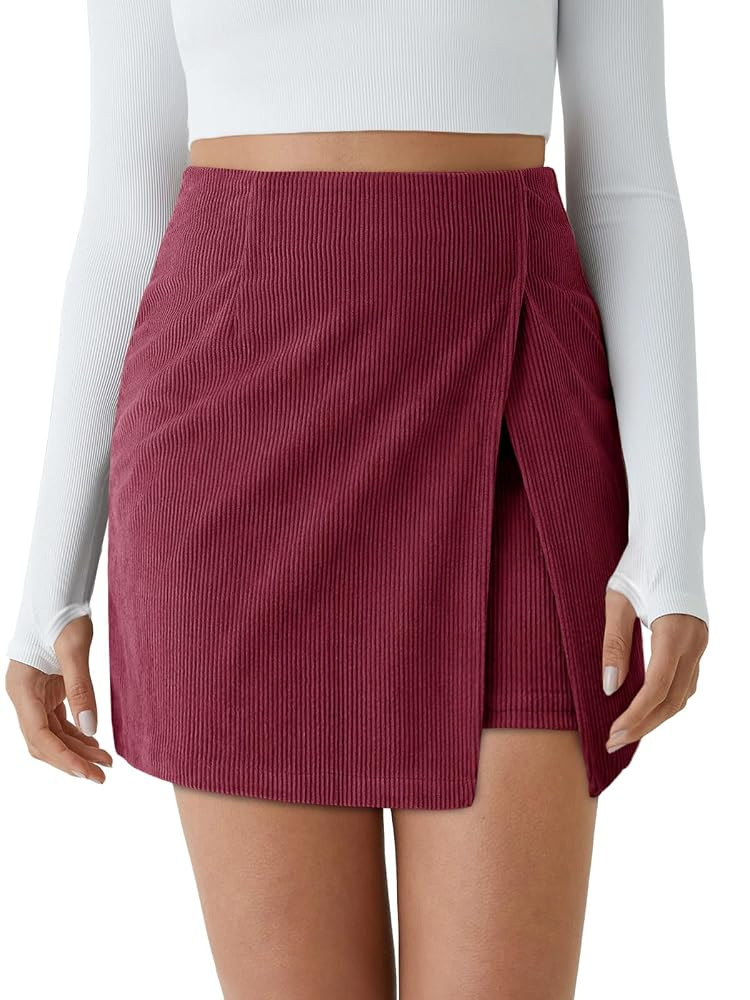 Cicy Bell Womens Corduroy Mini Skirt Casual High Waisted Side Slit A-line Bodycon Work Pencil Ski... | Amazon (US)