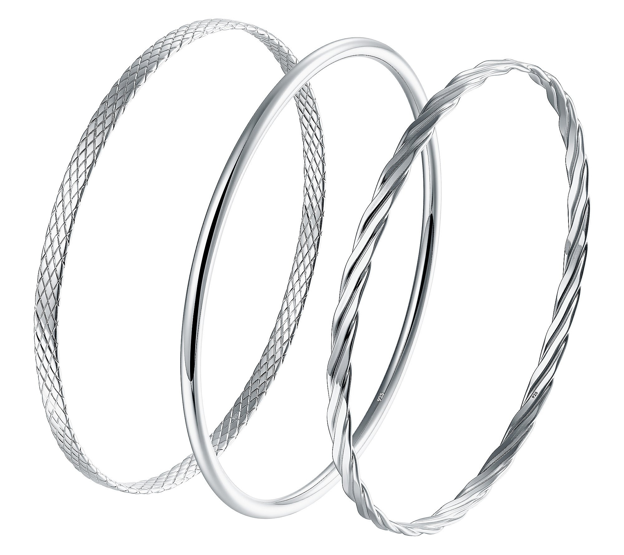 Silver Style Set of 3 Bangles, Sterling | QVC