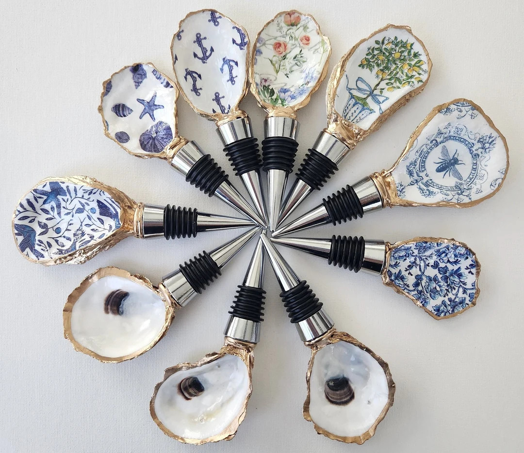 Oyster Shell Wine Bottle Stopper, Unique Hostess Gifts, Beach Themed Wedding Gift, Bridesmaid Gif... | Etsy (US)