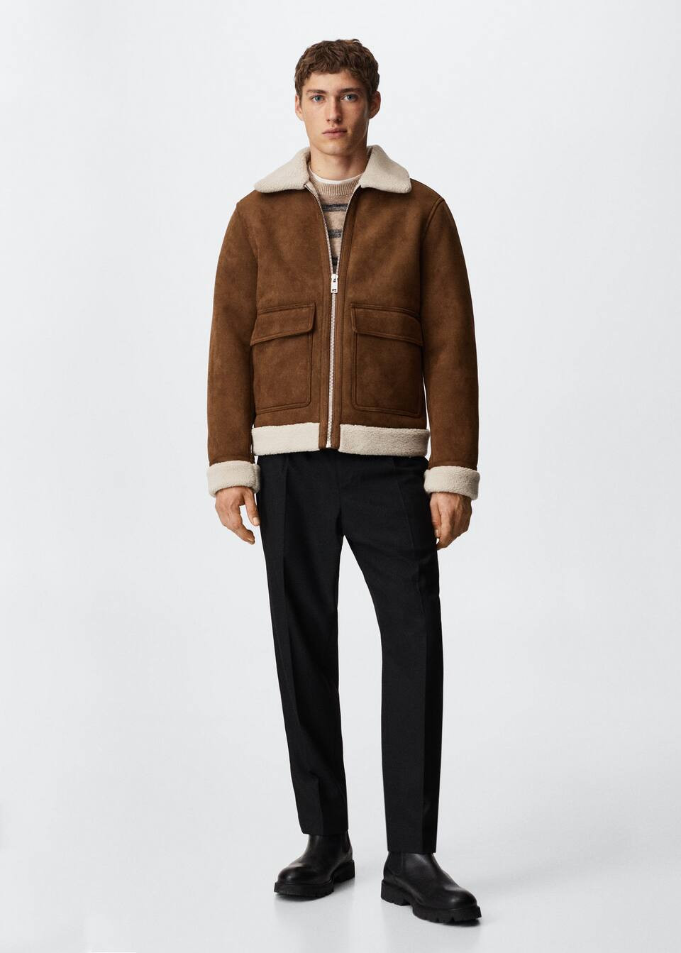 Faux shearling aviator jacket -  Men | Mango Man USA | MANGO (US)