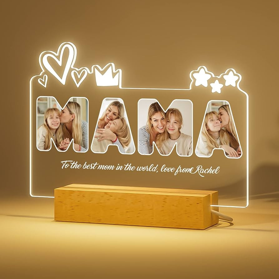 Bemaystar Custom Lamp with Picture - Mom Gifts Personalized Night Lights, Acrylic Mothers Day Gif... | Amazon (US)