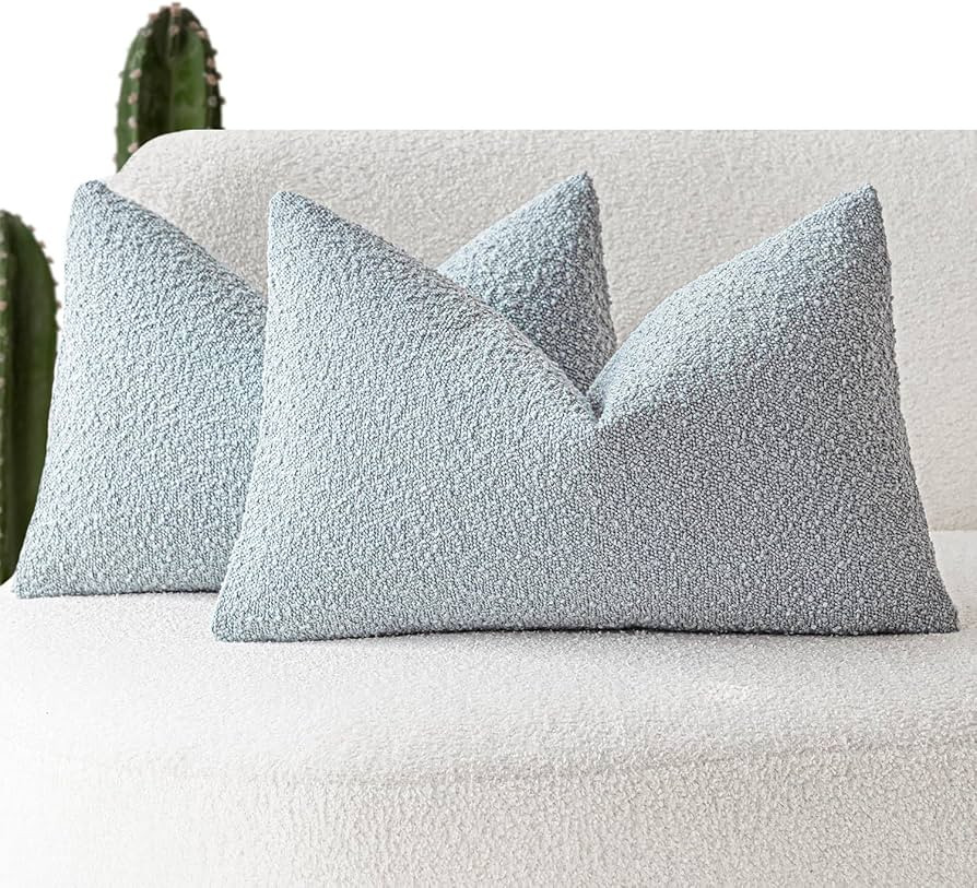 Foindtower Pack of 2 Modern Textured Boucle Lumber Throw Pillow Covers Accent Solid Decorative Pi... | Amazon (US)