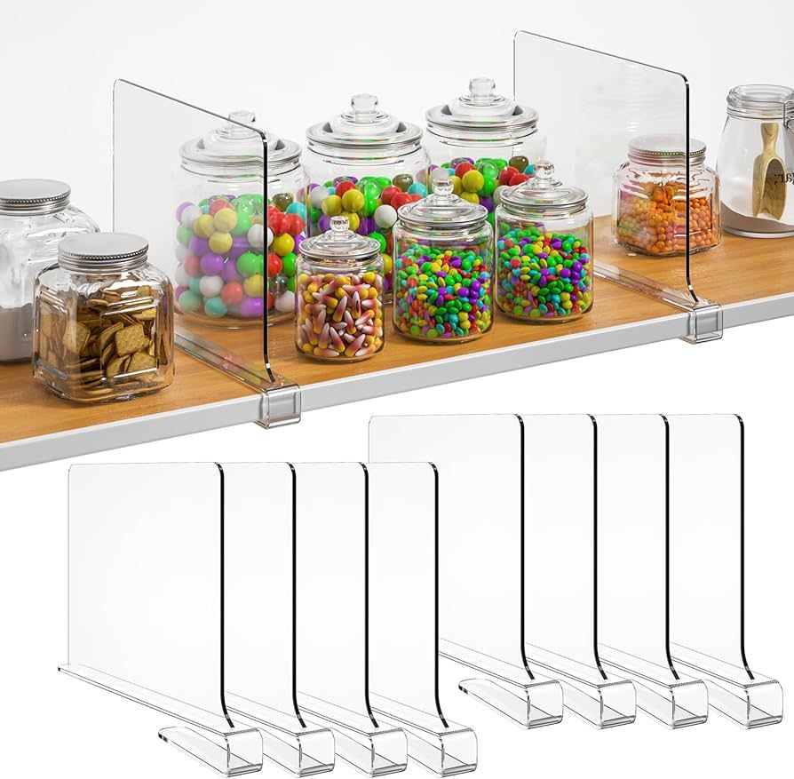 8Pack Acrylic Shelf Dividers, Vertical Organizers for Closets Storage Organizations, Clear Plasti... | Amazon (US)