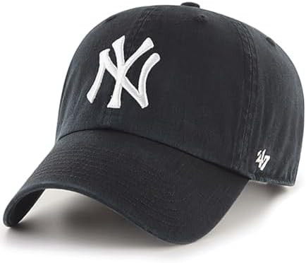 47 Brand MLB Black White Primary Logo Clean Up Adjustable Baseball Cap Hat, Adult One Size Fits A... | Amazon (US)