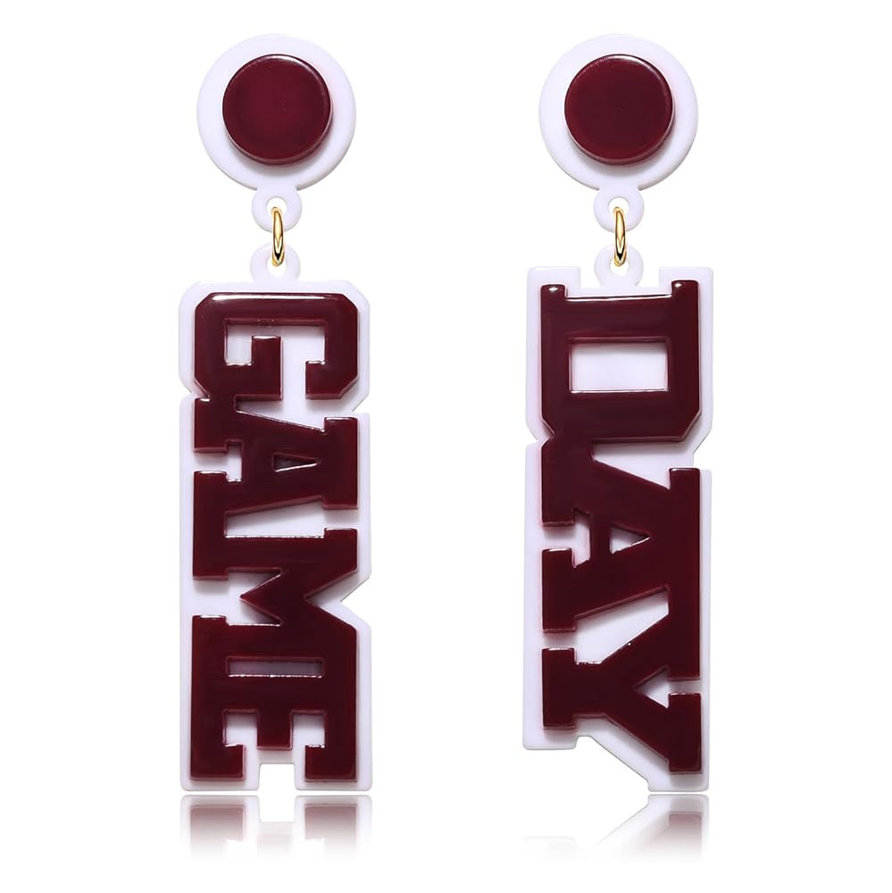Game Day Earrings for Women, Acrylic Football Earrings Game Day Accessories Team Sports Fan Earri... | Amazon (US)