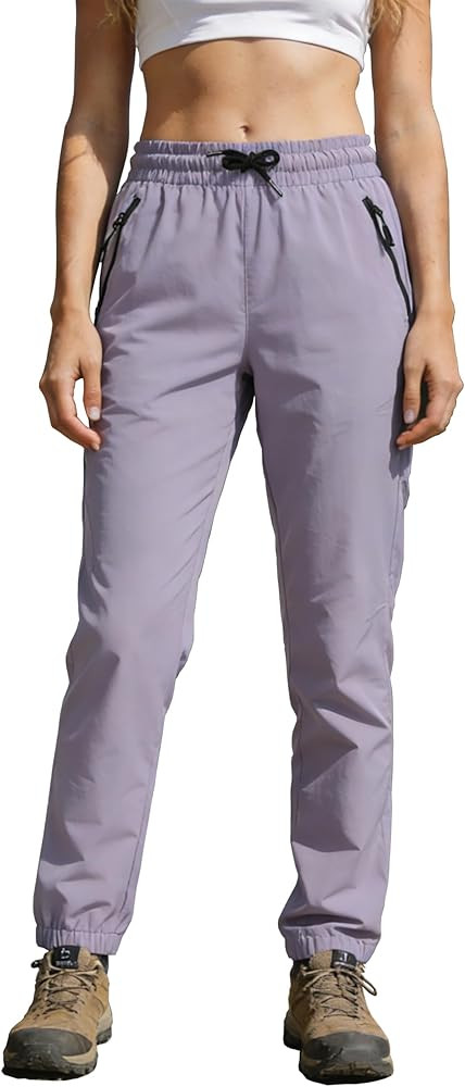 Womens Hiking Pants Water Resistant Quick Dry Sweatpants Elastic Waist UPF 50+ Cargo Lightweight ... | Amazon (US)