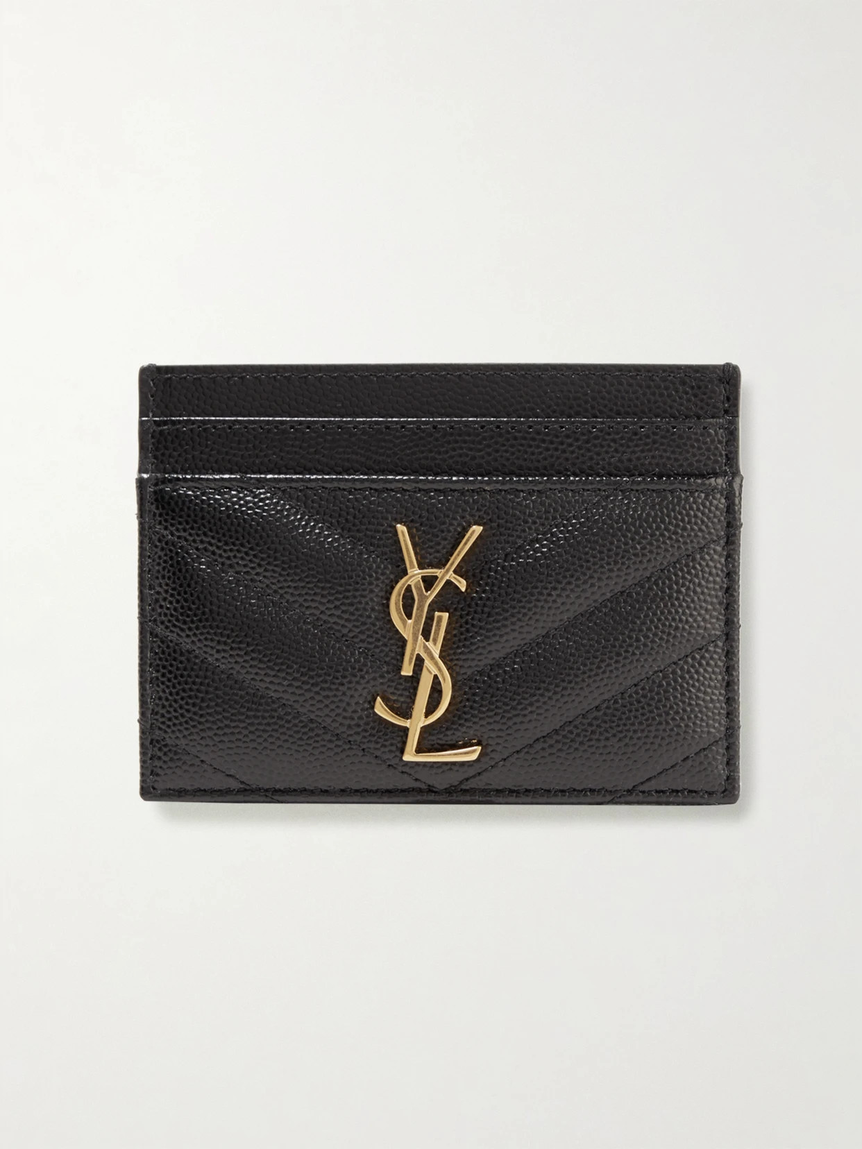 SAINT LAURENT - Monogramme Quilted Textured-leather Cardholder - Black | NET-A-PORTER (US)