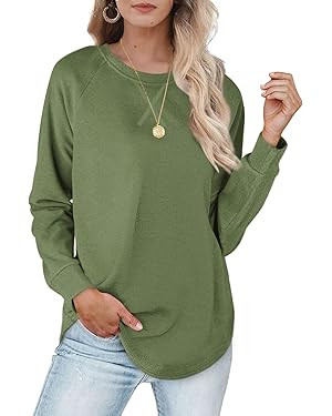 XIEERDUO Womens Sweatshirts Crewneck Loose Fitting Tunic Tops Long Sleeve Shirts Pullover | Amazon (US)