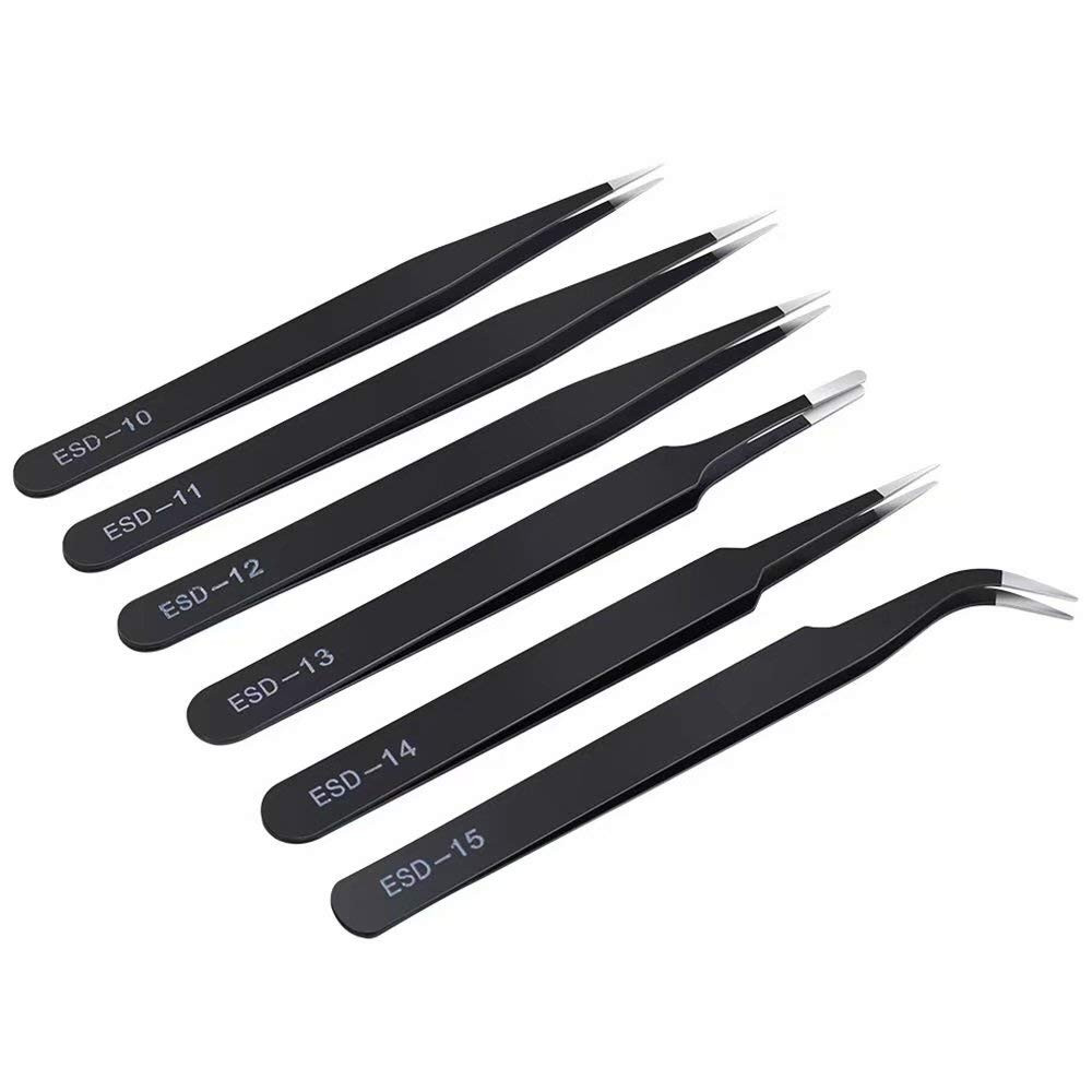 6PCS Precision Tweezers Set, Upgraded Anti-Static Stainless Steel Curved of Tweezers, for Electro... | Amazon (US)
