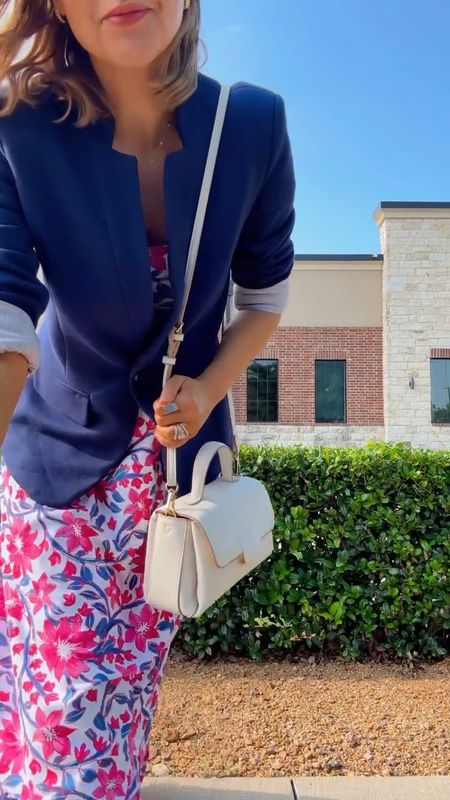 This dress is almost too low cut for the office so I added a navy blazer on top. It would look cute with a denim jacket as well. I wish I owned one! 

#LTKItBag #LTKShoeCrush #LTKWorkwear