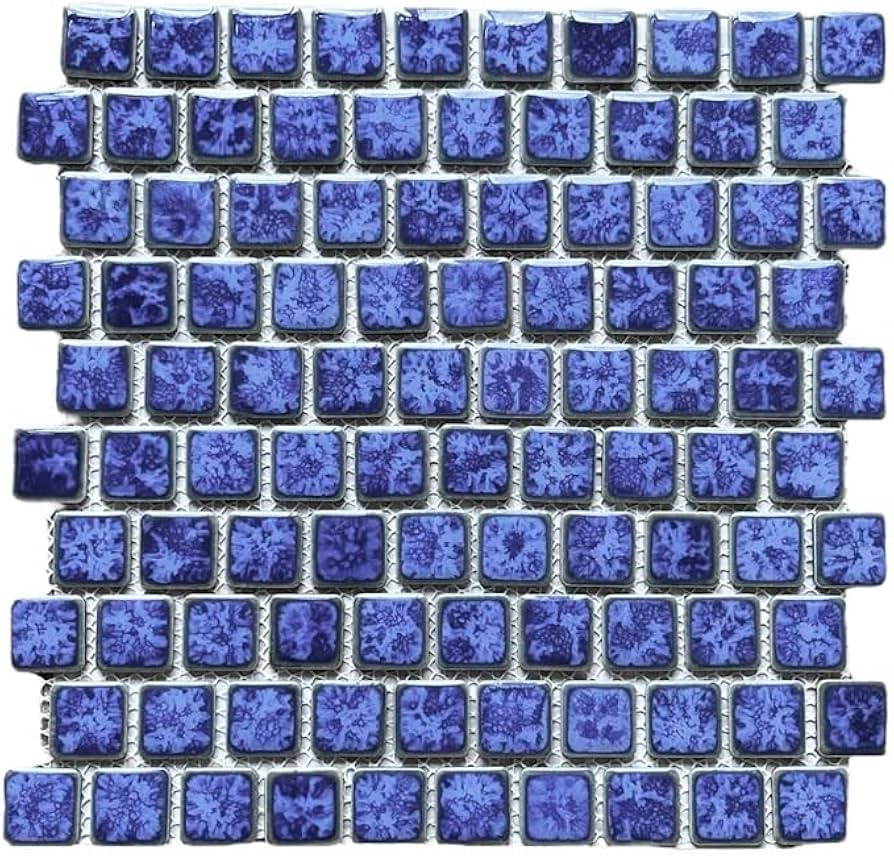 Ultramarine Blue with Water Splash Effect Brick Pattern 1 Inch Porcelain Pool Mosaic Floor and Wa... | Amazon (US)