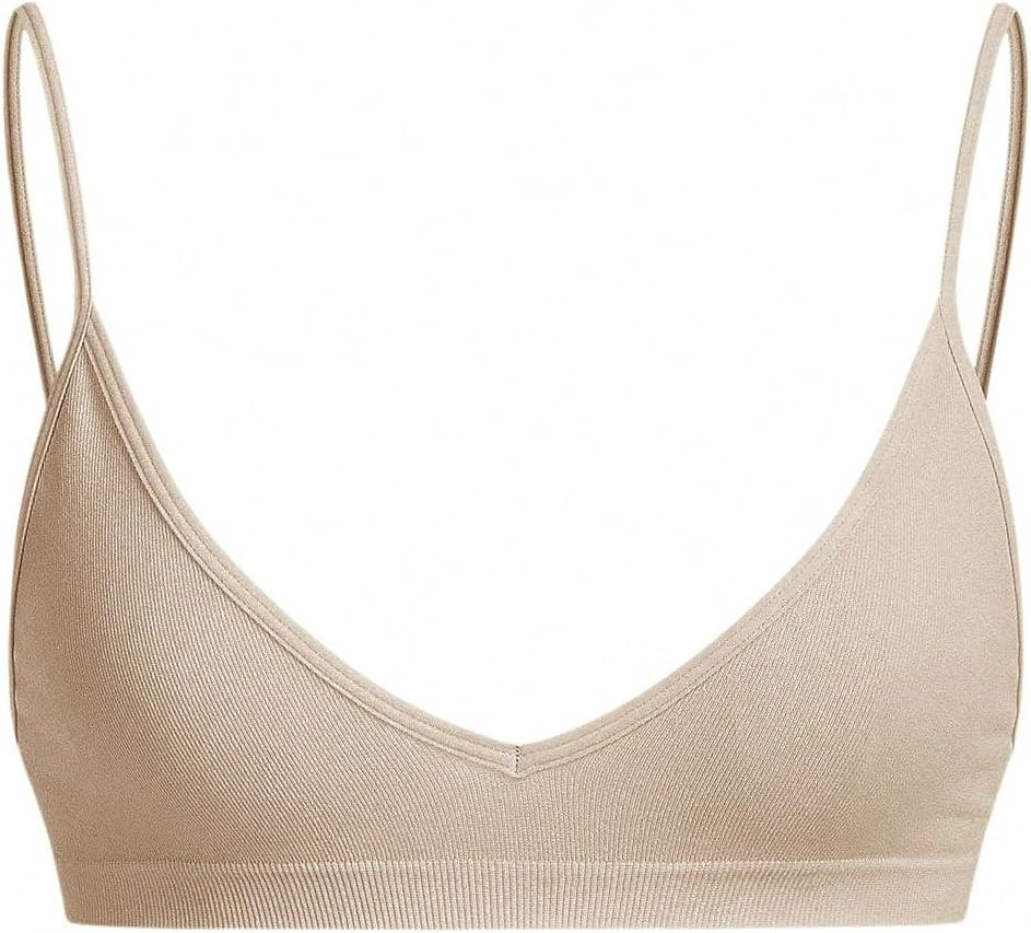 SweatyRocks Women's Triangle Bralette Plunge Bra V Neck Wireless No Padded Soft Comfortable Every... | Amazon (US)
