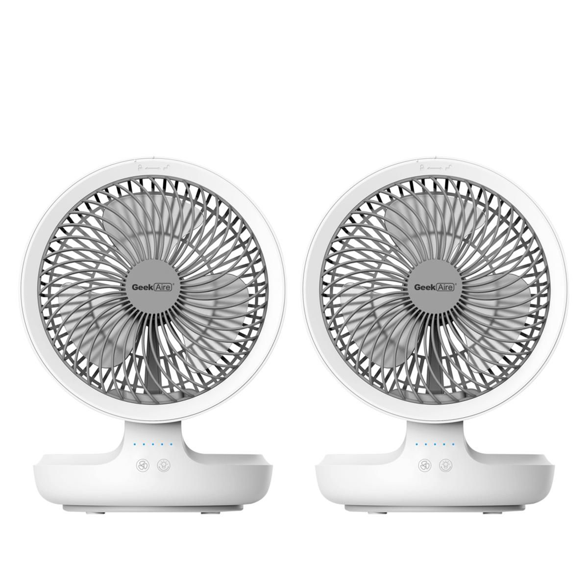 Geek Aire 2pk Rechargeable Oscillating Folding Table Fan w/Night Light - 9910915 | HSN | HSN