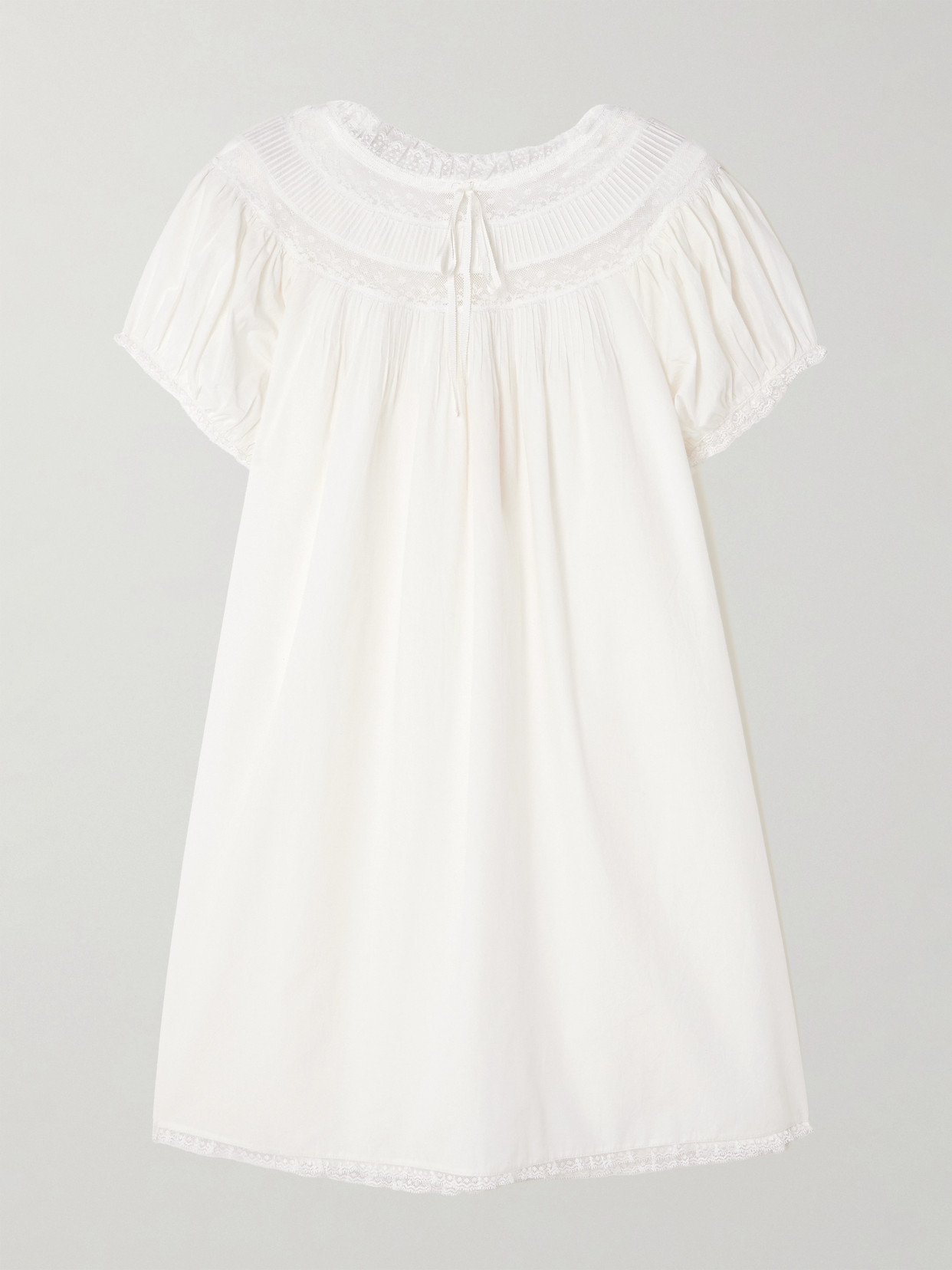 DÔEN - Daphne Lace-trimmed Pintucked Organic Cotton-voile Mini Dress - White | NET-A-PORTER (US)