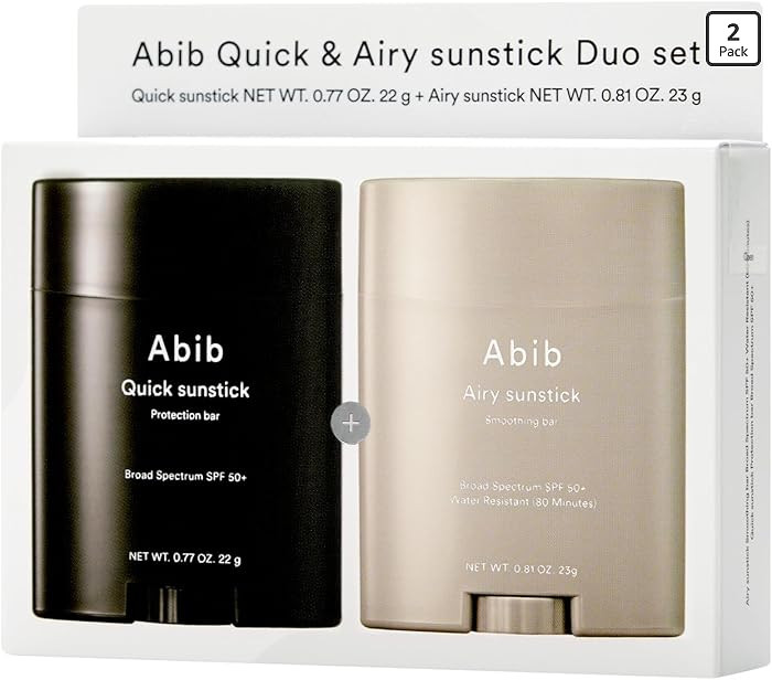 Abib Airy & Quick Sunstick DUO SPF50+ Broad Spectrum Semi-Matte & Quick Glowy Finish, No White Ca... | Amazon (US)
