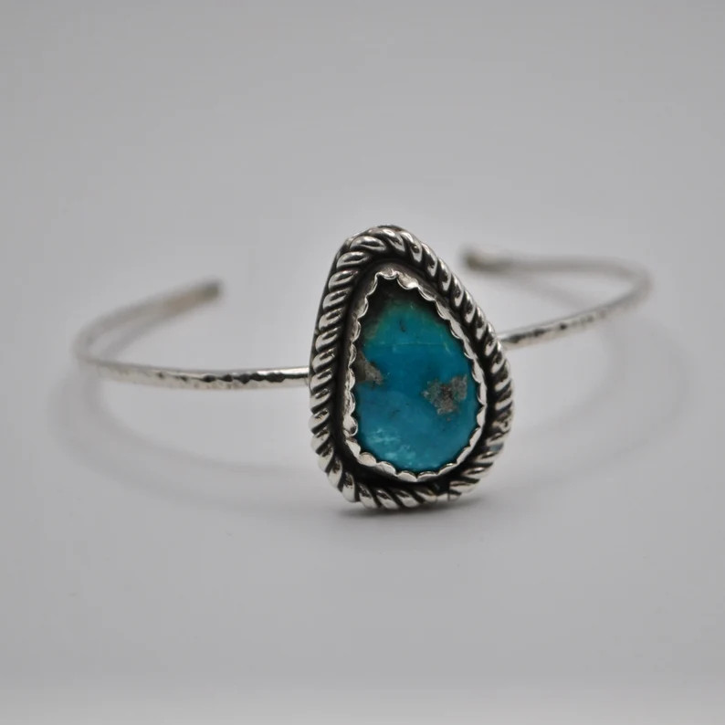 Sterling Silver Turquoise Cuff Bangle - Etsy | Etsy (US)