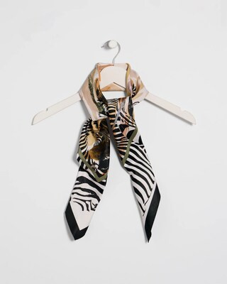 Women's Artisanal Animal Print Square Scarf in Black | Chico's | Chico's