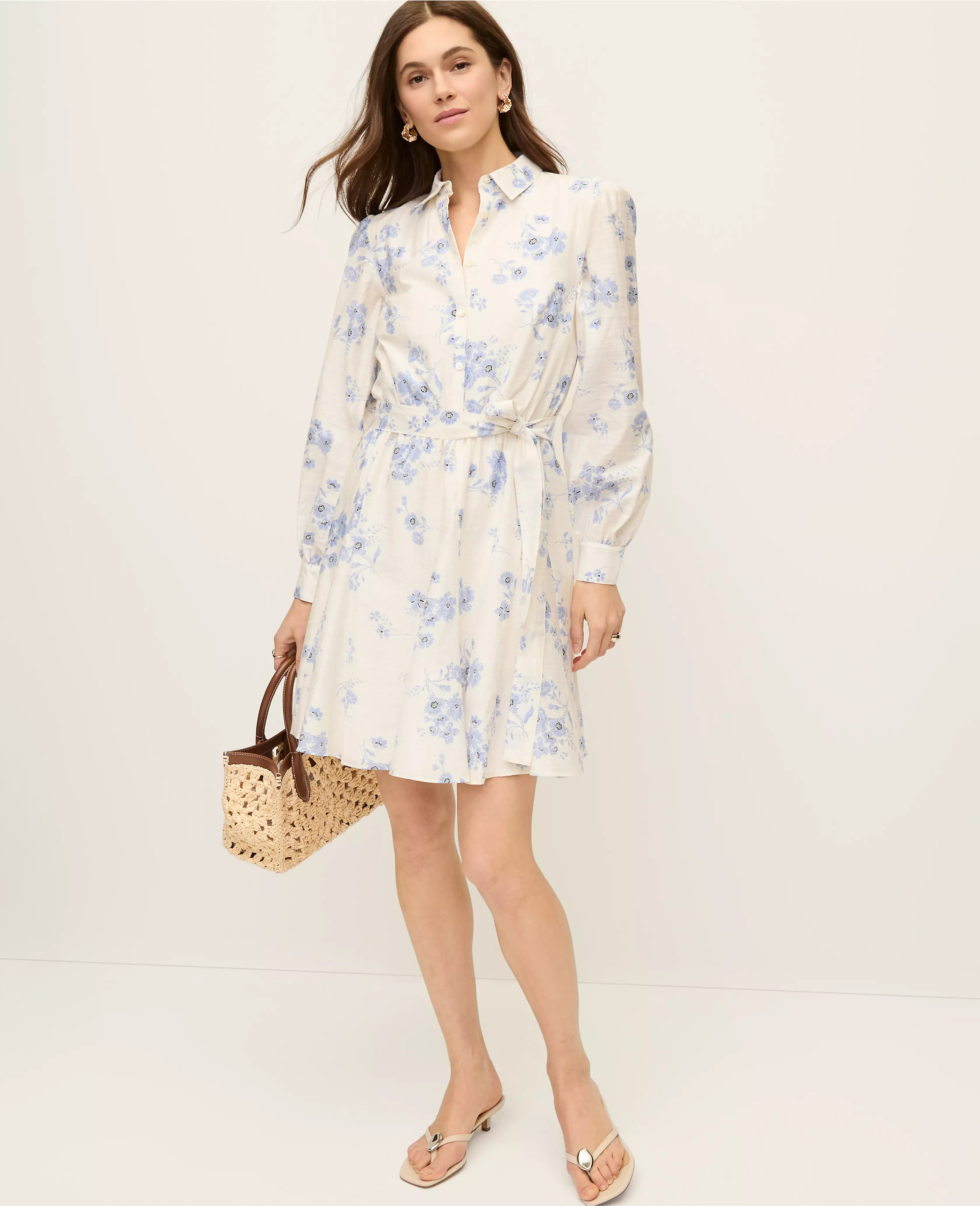 Collared Floral Shirtdress | Ann Taylor