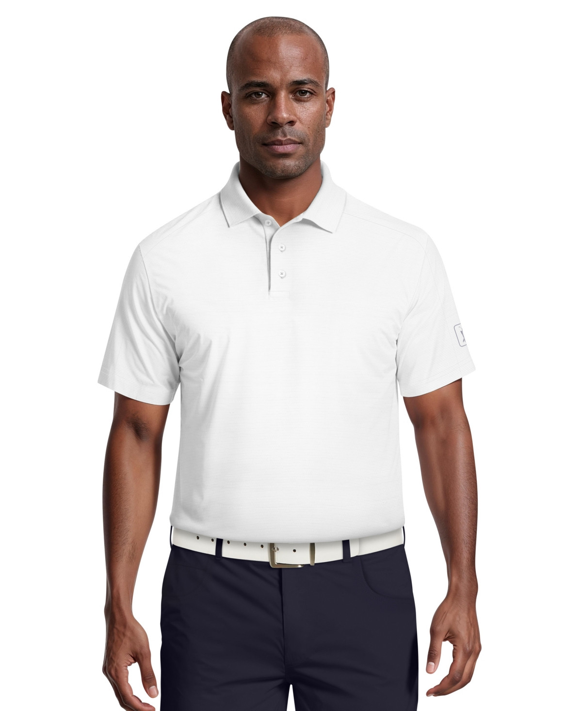 Pga Tour Men's Solid Cooling Texture Polo Shirt - Bright White | Macy's